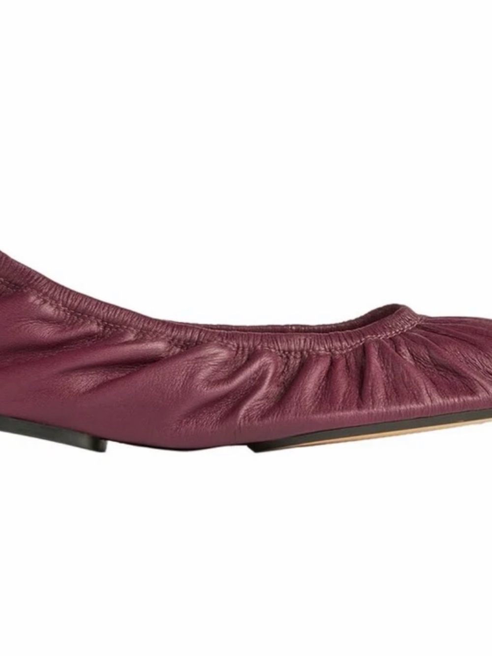 LK Bennett Wine Leather Gathered Ballet Flat